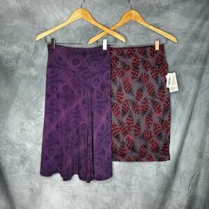 NEW Lot 2 Lularoe Skirts XS Runs Lg Pencil A line One NWT One NWOT Comfy Travel